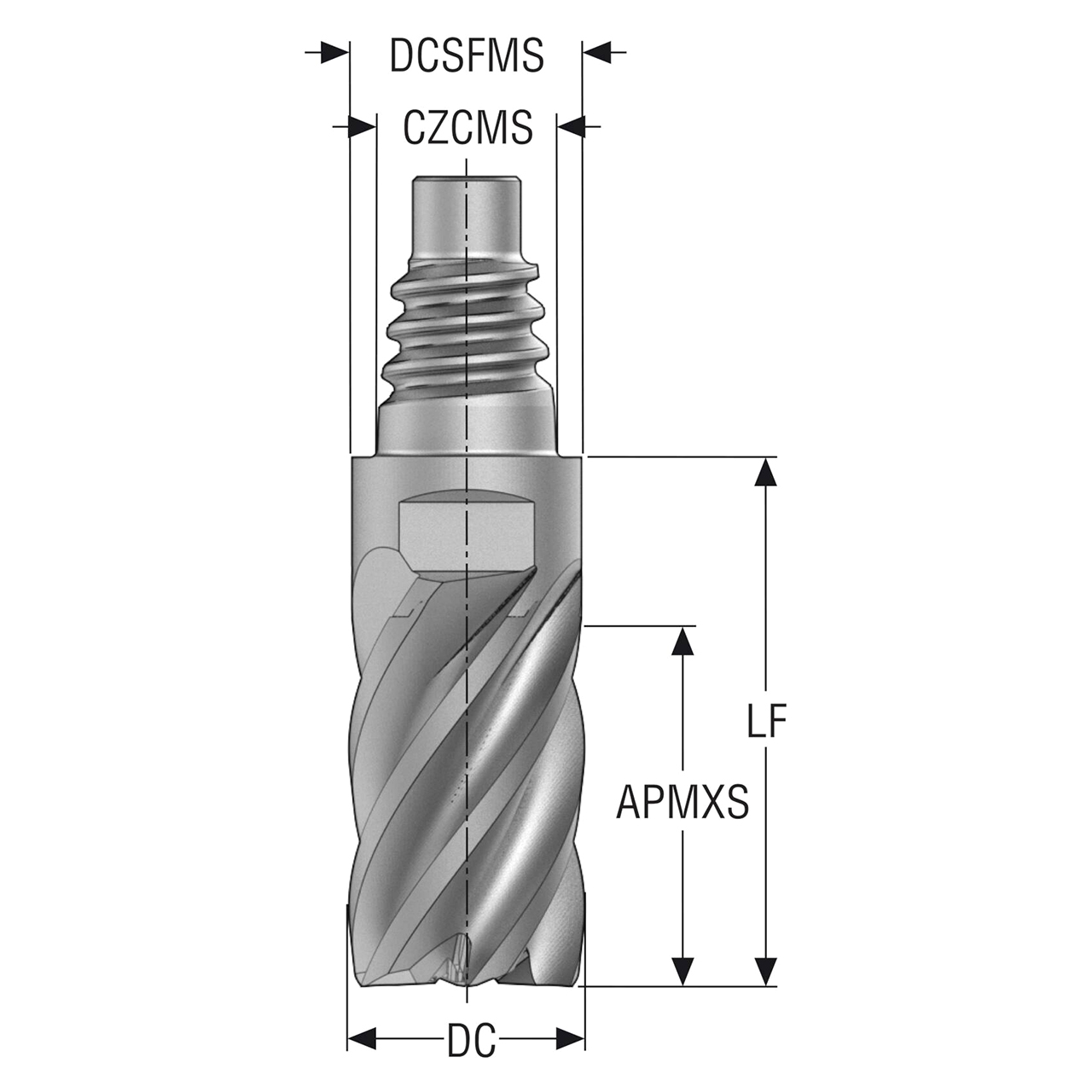 Seco Tools 10138205 | XSE720E12.500D3SZ6 12.70mm Diameter x 40.60mm OAL x 38 Degree Helix Angle 6 Flute HXT Coated Carbide Exchangeable Head Mill