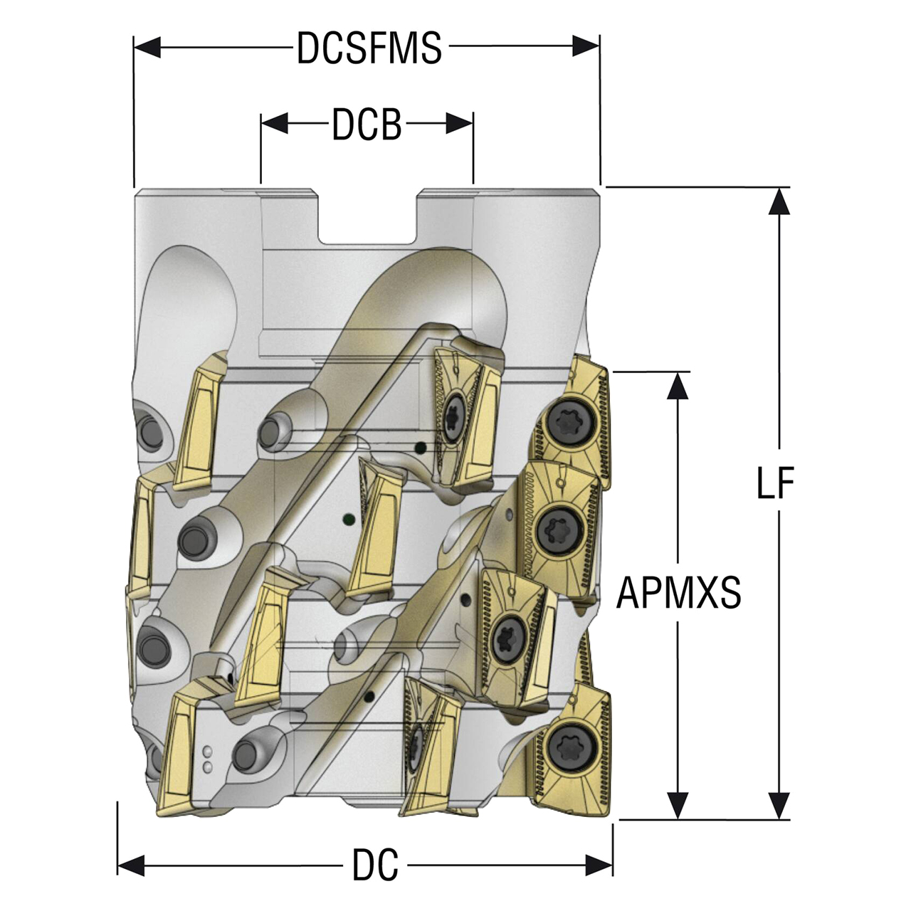 Seco Tools 10155392 | R220.69-02.50-2.24-XO16-5BA 63.50mm Diameter x 79.98mm Functional Length Indexable Square-Shoulder End Mill