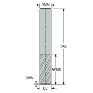 Seco Tools 17014821 | REM445.375D2C025.3Z4 0.375" Diameter x 0.375" Shank x 2.500" OAL x 30 Degree Helix Angle 4 Flute TiAlN HSCO Roughing End Mill