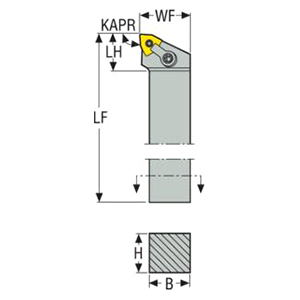 Seco Tools 75002233 | MWLNL2020K08 125.00mm Functional Length x 25.00mm Functional Width x 95 Degree Cutting Edge Angle Left Hand Cutting Direction Indexable Turning Toolholder