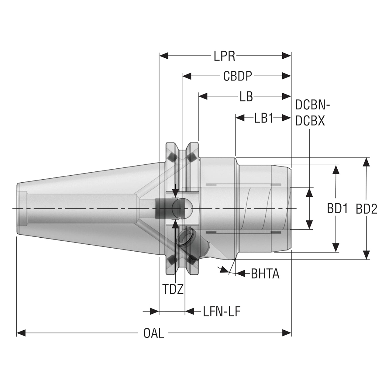 Seco Tools 10137283 | CAT40ADB-HC10-063 30.00mm Body Diameter x 1.085" Body Length Hydraulic Chuck
