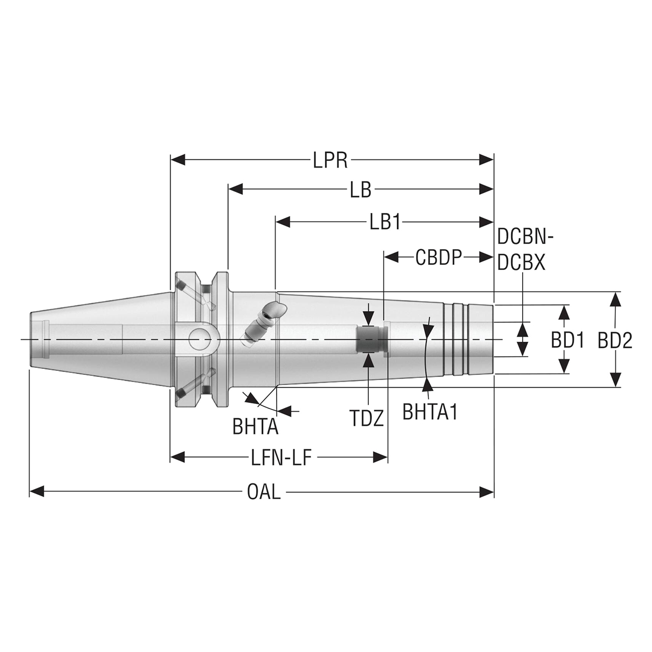 Seco Tools 10137341 | BT40ADB-HCS08-150 0.866" Body Diameter x 3.937" Body Length Hydraulic Chuck