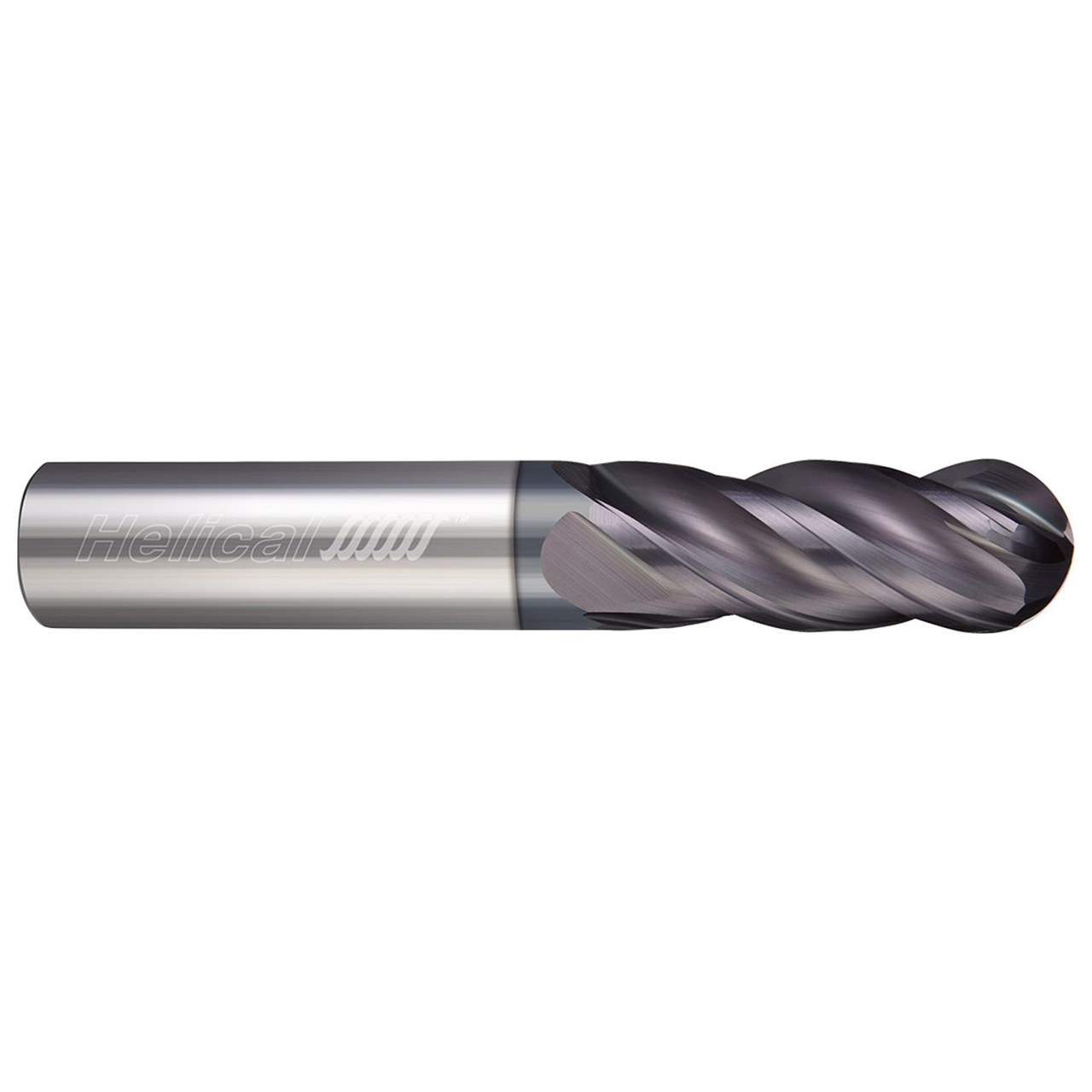 Helical Solutions 56317W | 0.375" Diameter x 0.375" Shank x 2.000" OAL x 0.500" LOC 4 Flute APLUS Coated Ball End Mill