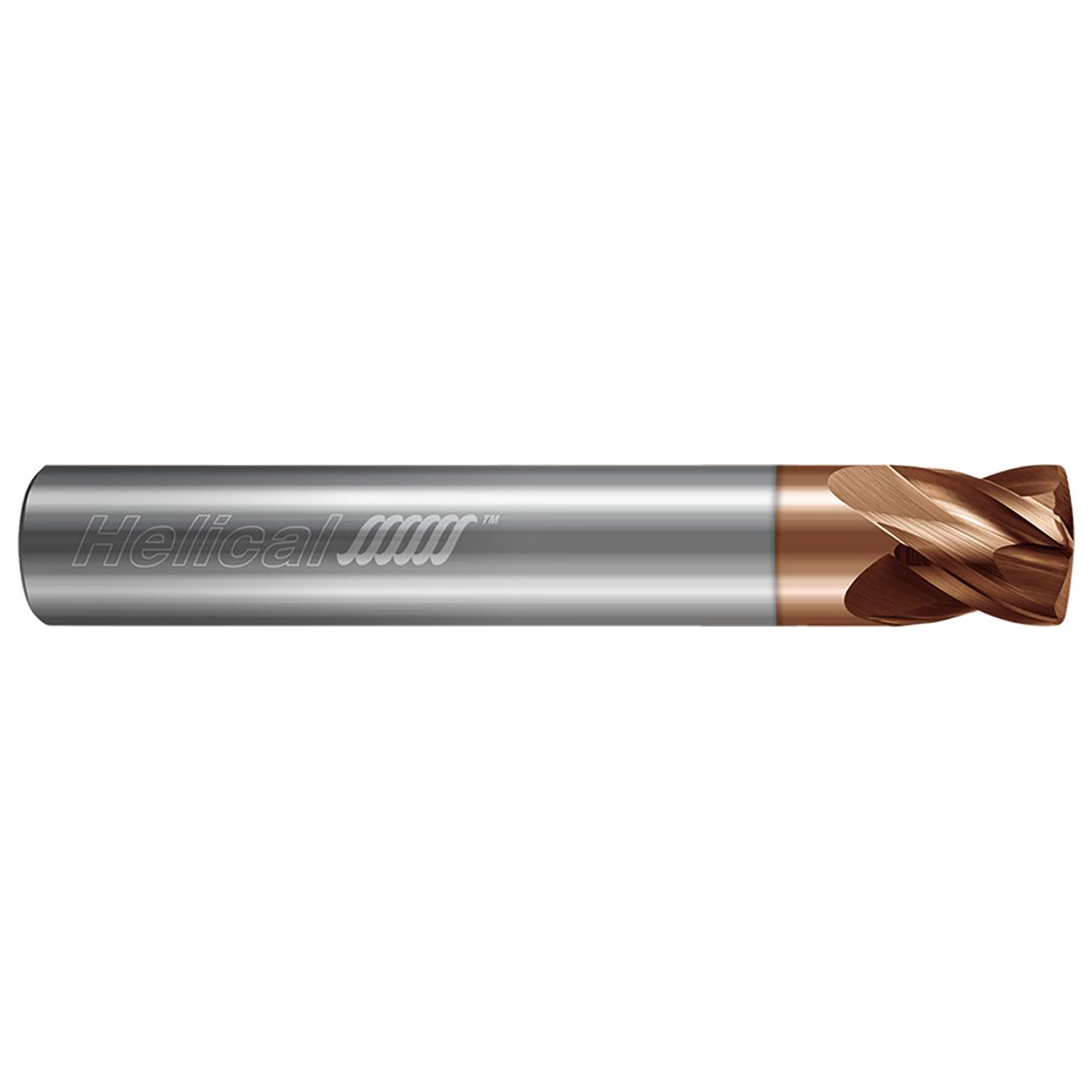 Helical Solutions 89100 | 0.250" Diameter x 0.250" Shank x 2.000" OAL x 0.250" LOC x 0.500" Radius 4 Flute TPLUS Coated Square End Mill