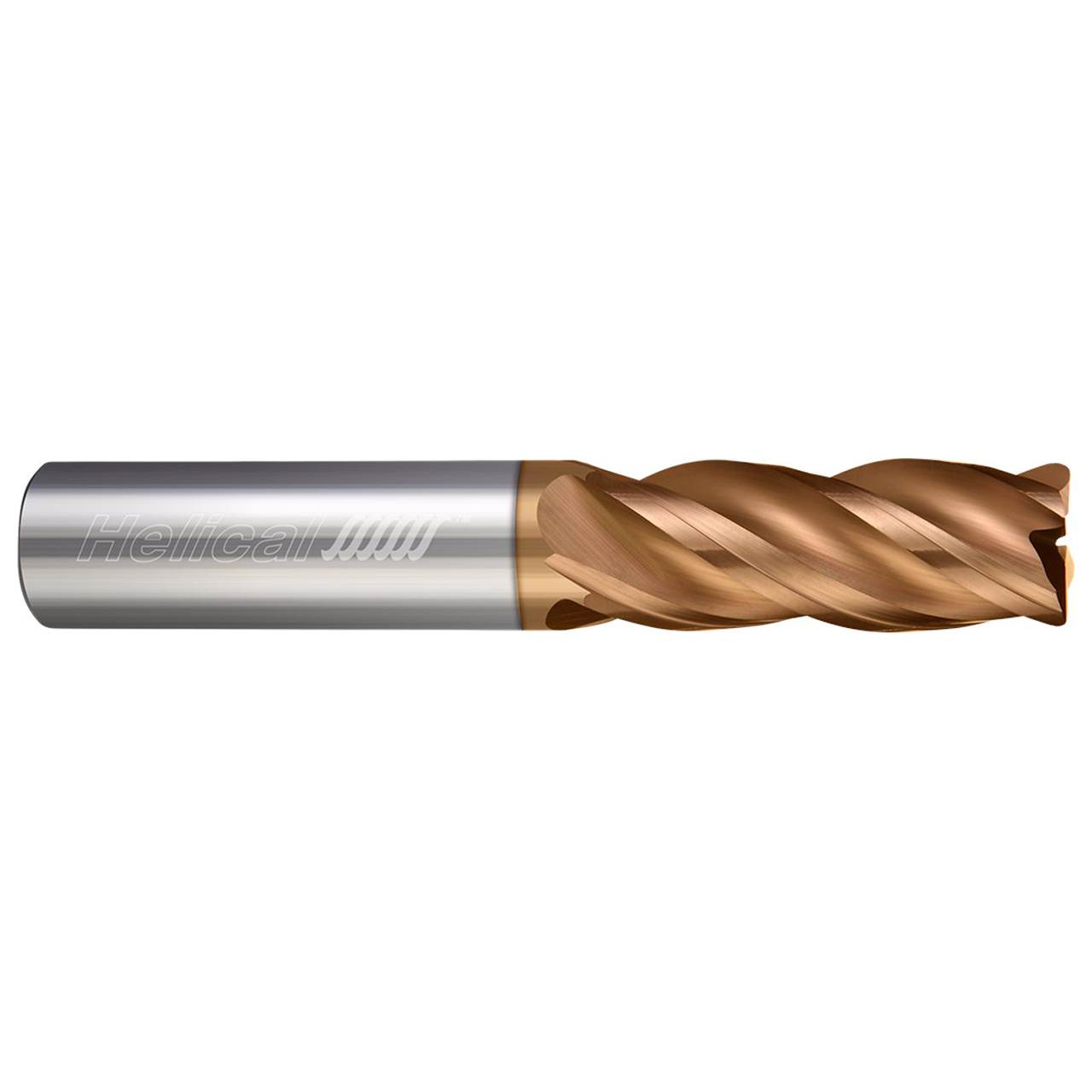 Helical Solutions 89793 | 25.00mm Diameter x 25.00mm Shank x 125.00mm OAL x 50.00mm LOC 4 Flute TPLUS Coated Corner Radius End Mill