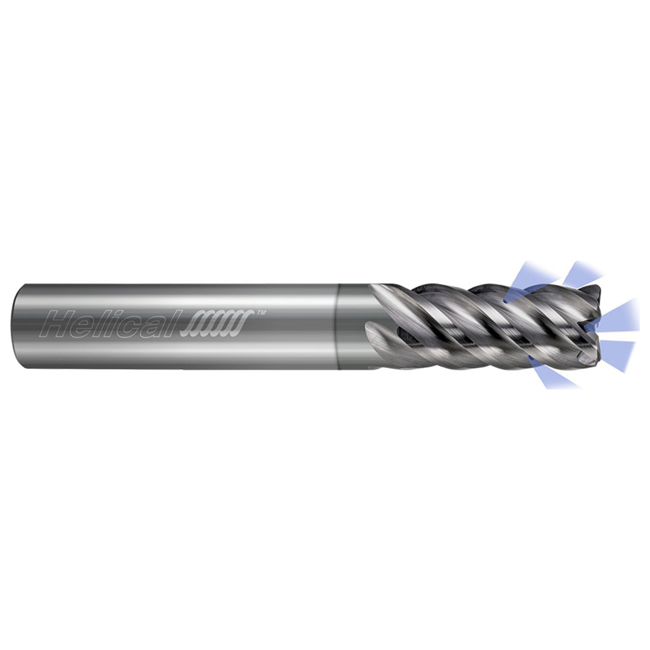 Helical Solutions 89938 | 0.500" Diameter x 0.500" Shank x 4.000" OAL x 1.625" LOC 5 Flute NPLUS Coated Corner Radius End Mill