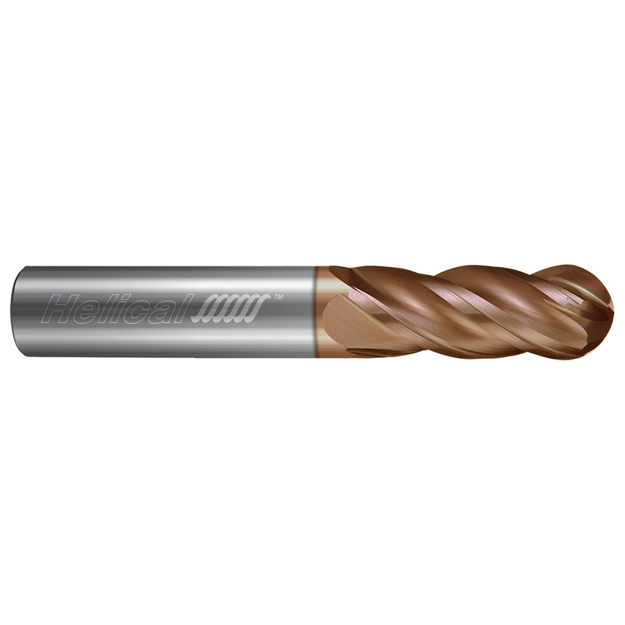 Helical Solutions 89961 | 0.046" Diameter x 0.250" Shank x 2.500" OAL x 0.250" LOC 4 Flute TPLUS Coated Ball End Mill