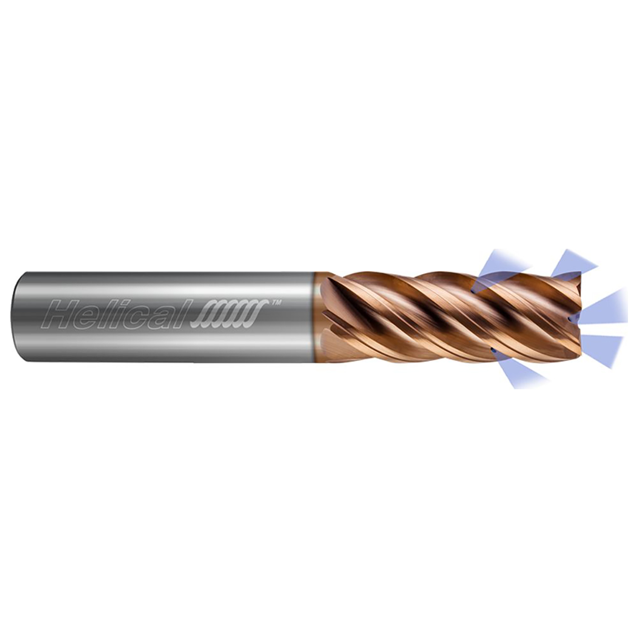 Helical Solutions 89902 | 0.250" Diameter x 0.250" Shank x 2.000" OAL x 0.375" LOC 5 Flute TPLUS Coated Corner Radius End Mill