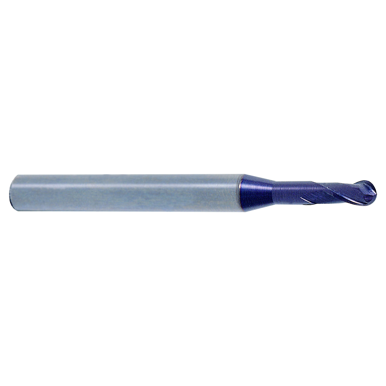 YG1 93563 | 1/32" Diameter x 1/8" Shank x 3/64" LOC x 2" OAL x 1/64" Radius x 30 Degree Helix Angle 2 Flute AlTiN Coated Carbide Ball Nose End Mill