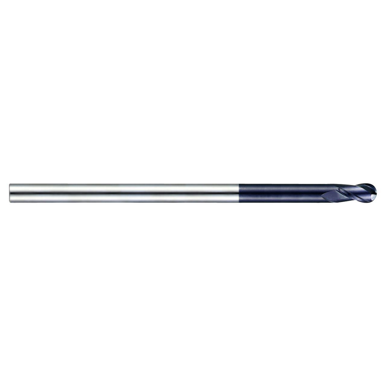 YG1 93579 | 1/8" Diameter x 1/8" Shank x 5/16" LOC x 4" OAL x 1/16" Radius x 30 Degree Helix Angle 2 Flute AlTiN Coated Carbide Ball Nose End Mill