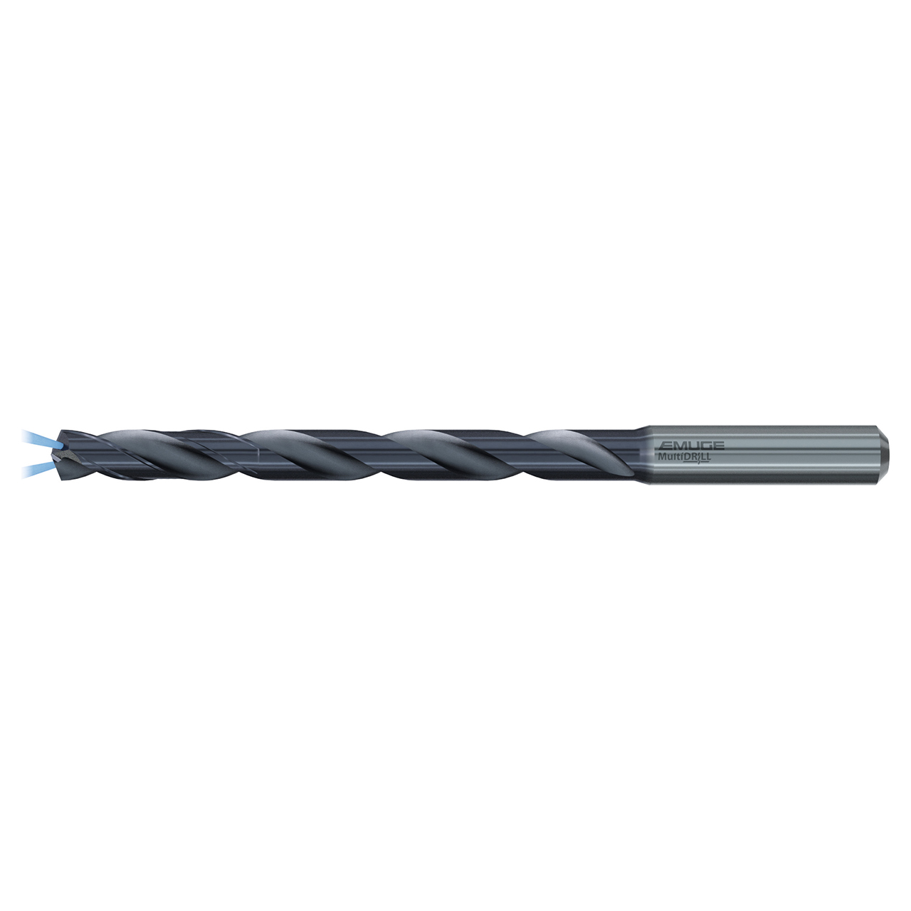 Emuge TA229744.0385 | 3.85mm Drill Size x 6.00mm Shank x 48.00mm Flute Length x 88.00mm OAL x 135 Degree Point Angle 2 Flute TiAlN-T63 Coated Carbide Extra Long Drill Bit