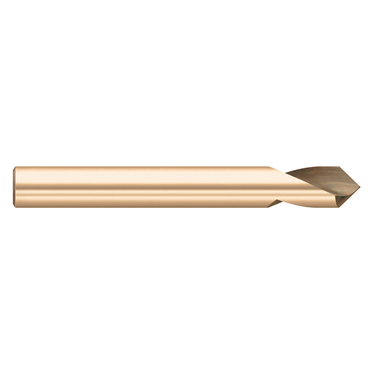 Titan USA TC95485 | 0.375" Diameter x 0.375" Shank x 3.125" OAL 2 Flute Gold Oxide Coated Cobalt Spotting Drill