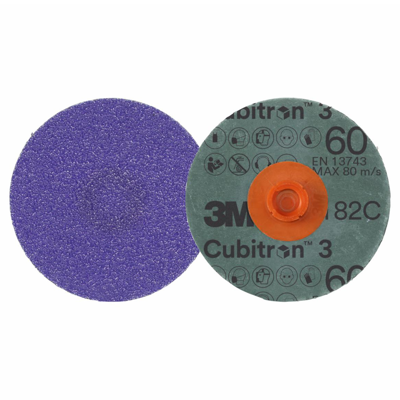 3M 7100332346 | 3.000" Diameter x 36+ Grit 200000 RPM Precision Shaped Ceramic Fibre Disc (Roloc) - Purple