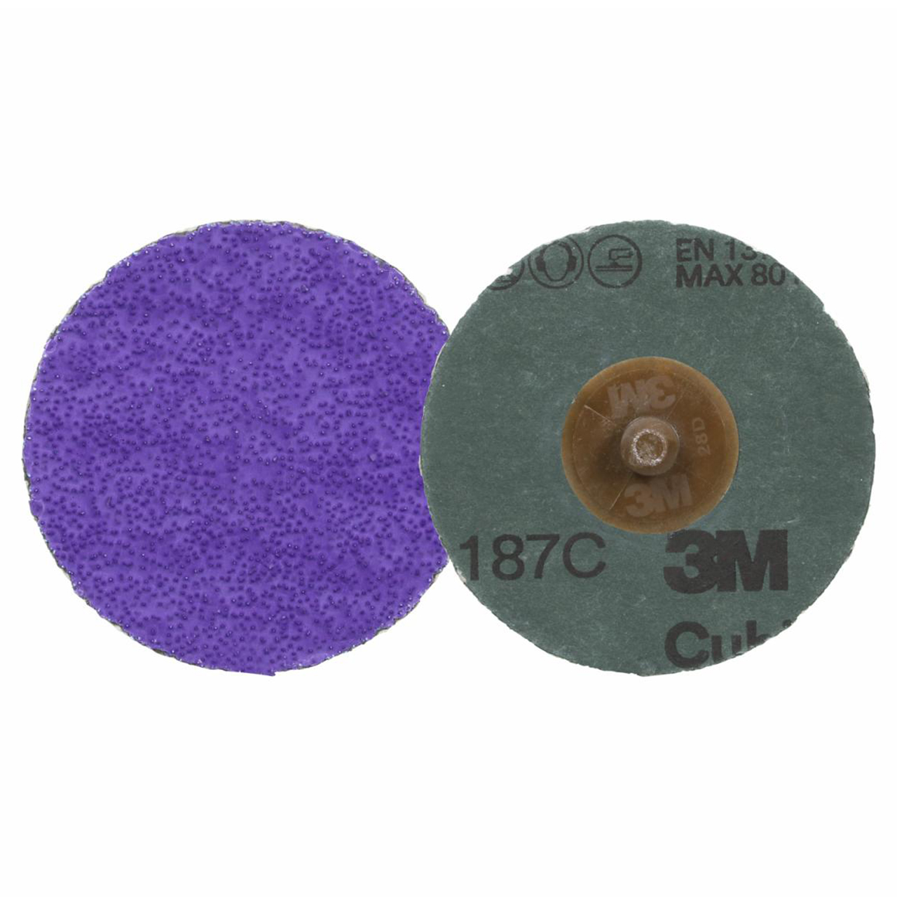 3M 7100331753 | 2.000" Diameter x 80+ Grit 250000 RPM Precision Shaped Ceramic Roloc Fibre Disc - Purple