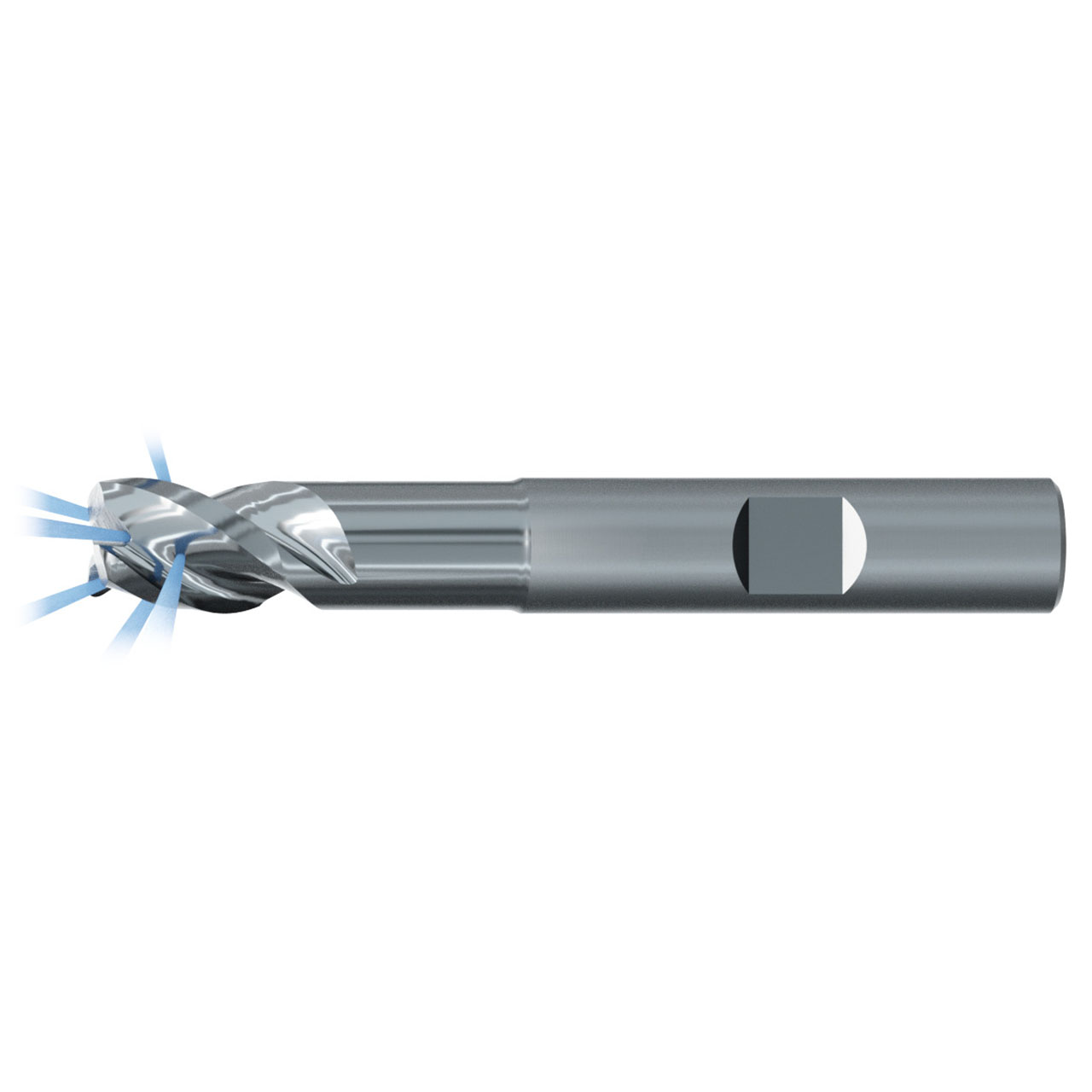 Emuge 2884 Z.012020 | 12.00mm Diameter x 12.00mm Shank x 12.00mm LOC x 83.00mm OAL x 2.00mm Radius x 40 Degree Helix Angle 4 Flute Bright Coated Carbide Corner Radius End Mill