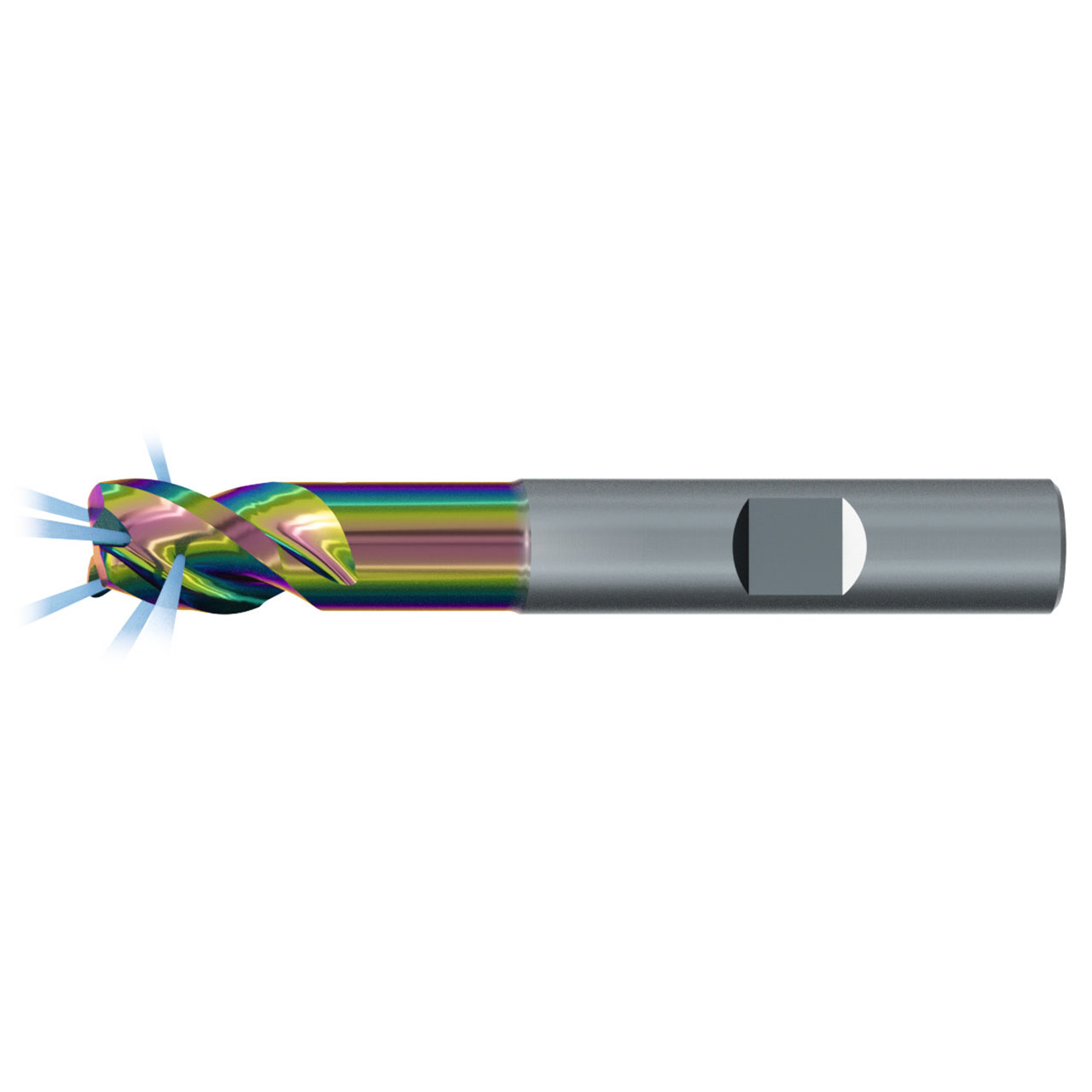 Emuge 2884RZ.025040 | 25.00mm Diameter x 25.00mm Shank x 25.00mm LOC x 125.00mm OAL x 4.00mm Radius x 40 Degree Helix Angle 4 Flute CrN Coated Carbide Corner Radius End Mill