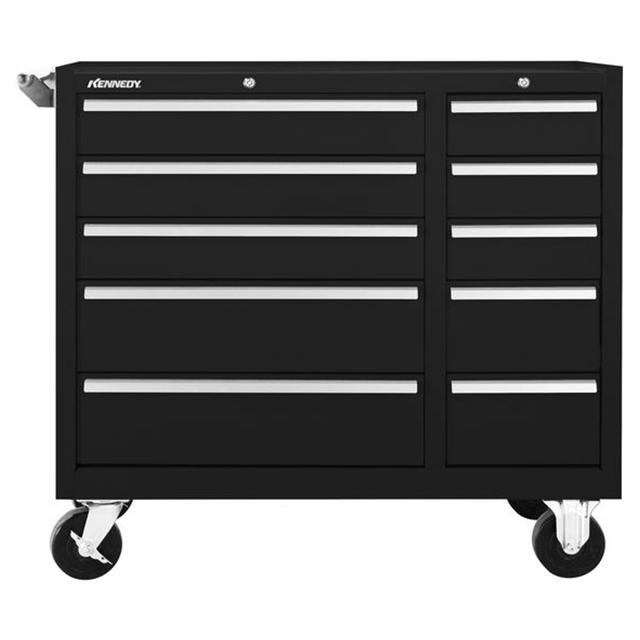 Kennedy 310XBK | 39-3/8" Width x 18" Depth x 29-1/16" Height 10 Drawer Powder Coat Paint Steel Rolling Tool Cabinet - Black