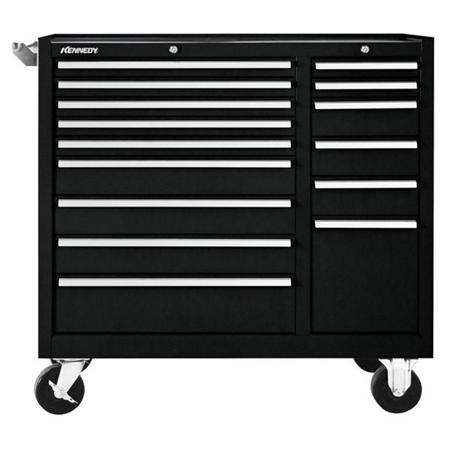 Kennedy 315XBK | 39-3/8" Width x 18" Depth x 33-1/8" Height 15 Drawer Powder Coat Paint Steel Rolling Tool Cabinet - Black