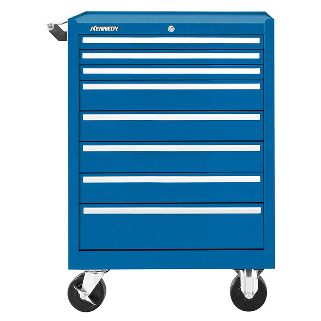 Kennedy 378XBL | 27" Width x 18" Depth x 33-1/8" Height 8 Drawer Powder Coat Paint Steel Rolling Tool Cabinet - Blue