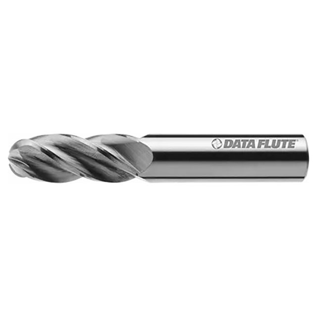 Data Flute 49121-00-D| SSBN40218 3/16" Diameter x 3/16" Shank x 9/16" LOC x 2" OAL C4 Coated Ball Nose End Mill