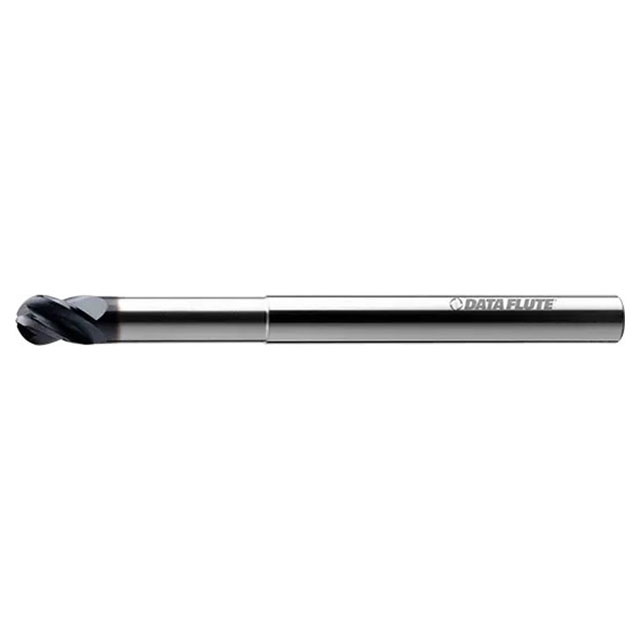 Data Flute 49745-00-D | SSBNLSM40250C4 1/4" Diameter x 1/4" Shank x 3/8" LOC x 4" OAL Uncoated Ball Nose End Mill