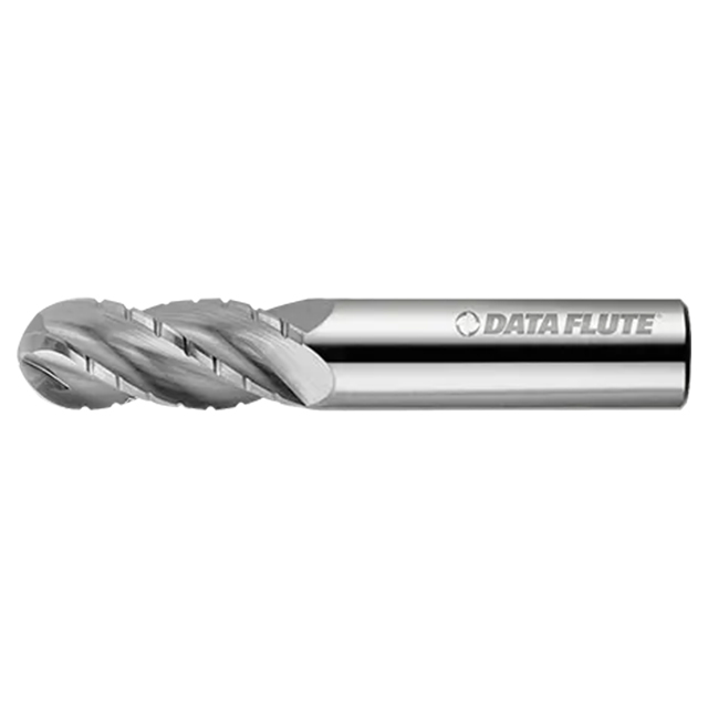 Data Flute 49486-00-D| SSBNSTC40437 3/8" Diameter x 3/8" Shank x 1/2" LOC x 2" OAL C4 Coated Ball Nose End Mill