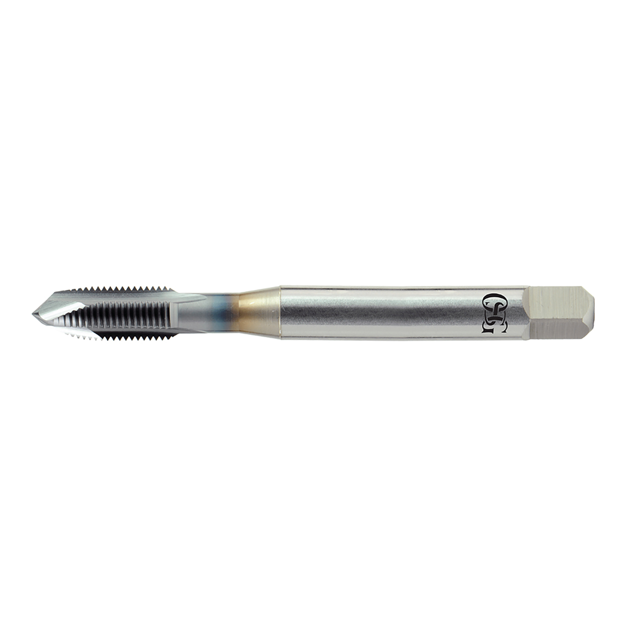 OSG 1101700308 | HY-PRO TAP UNC #8 - 32 Thread Size x 0.168" Shank x 0.382" Length x 2.480" OAL Plug (4P) Chamfer H3 3 Flute V Coated HSSE 11017 Spiral Point Tap