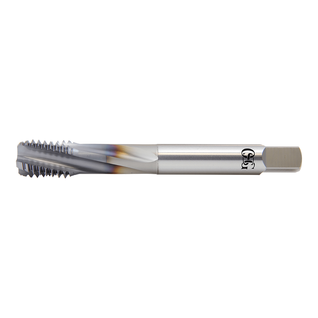 OSG 35101208 | EXOTAP M M12.00x1.75mm Thread Size x 9.32mm Shank x 14.00mm Length x 11.00mm OAL Modified Bottom (2.5P) Chamfer D6 3 Flute V Coated VC-10 351 Spiral Flute Tap