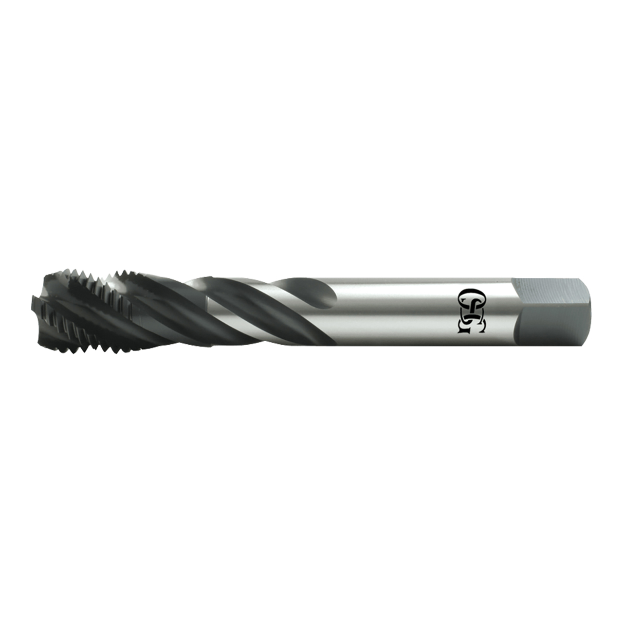 OSG 1312701601 | HY-PRO TAP M M20.00x2.50mm Thread Size x 16.56mm Shank x 19.00mm Length x 14.00mm OAL Modified Bottom (2.5P) Chamfer D18 4 Flute Steam Oxide Coated HSSE 13127 Spiral Flute Tap