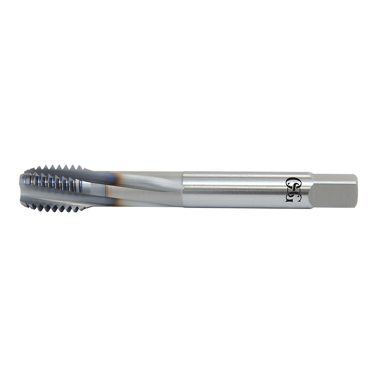 OSG 31722608 | EXOTAP UNF 7/16" - 2 Thread Size x 0.323" Shank x 0.571" Length x 3.937" OAL Modified Bottom (2.5P) Chamfer H3 3 Flute V Coated VC-10 317TI Spiral Flute Tap