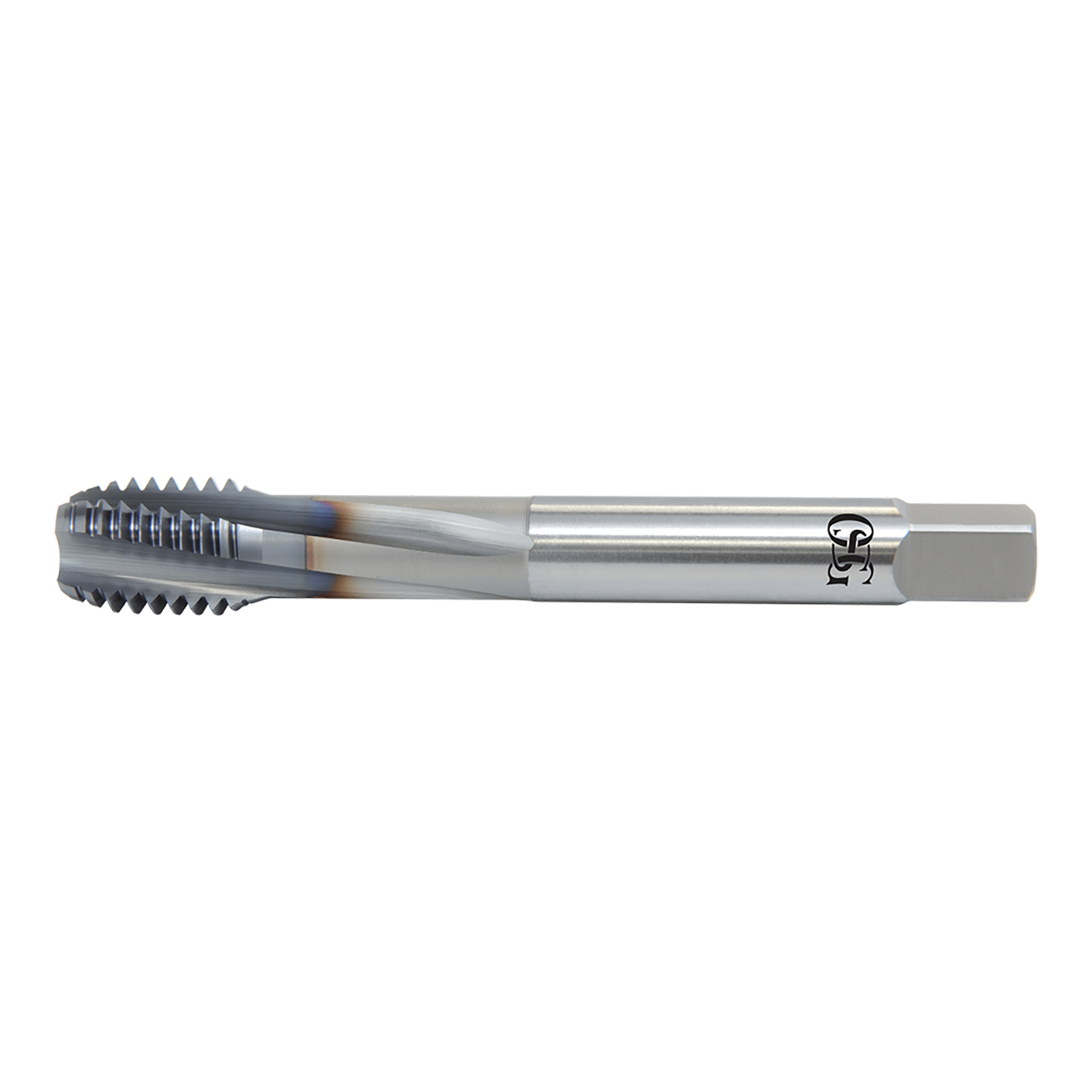 OSG 34822308 | EXOTAP MF M24.00x1.50mm Thread Size x 19.30mm Shank x 24.00mm Length x 14.00mm OAL Modified Bottom (2.5P) Chamfer D6 4 Flute V Coated VC-10 348TI Spiral Flute Tap