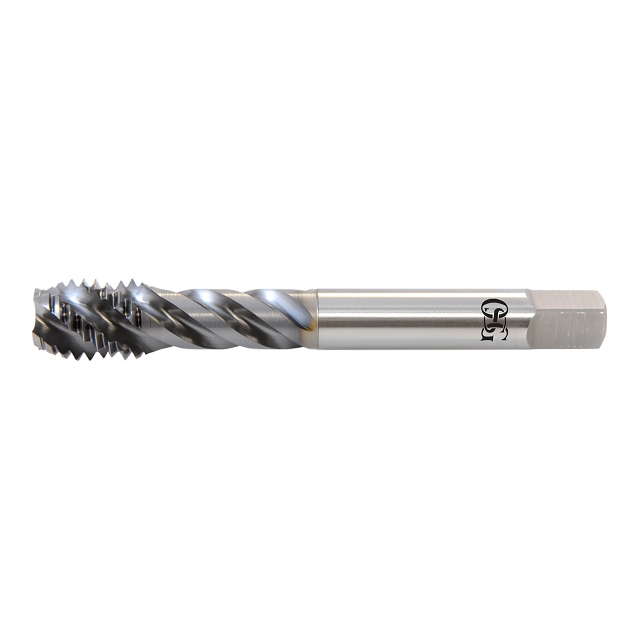 OSG 30702508 | EXOTAP UNC 3/8" - 16 Thread Size x 0.381" Shank x 0.500" Length x 3.937" OAL Modified Bottom (2.5P) Chamfer H3 3 Flute V Coated HSSE 307 Spiral Flute Tap