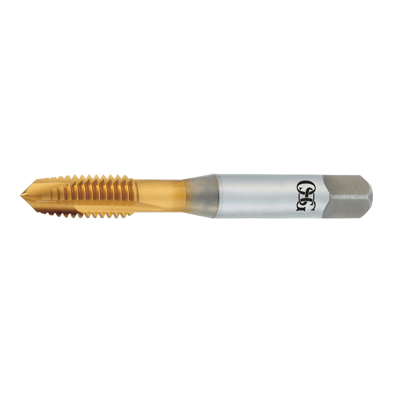 OSG 1740405 | EXO #10- 24 Thread Size x 0.194" Shank x 0.492" Thread Length x 2.374" OAL UNC H3 Plug (4P) Chamfer Type 3 Flute Right Hand TiN Coated HSSE 320 Spiral Point Tap