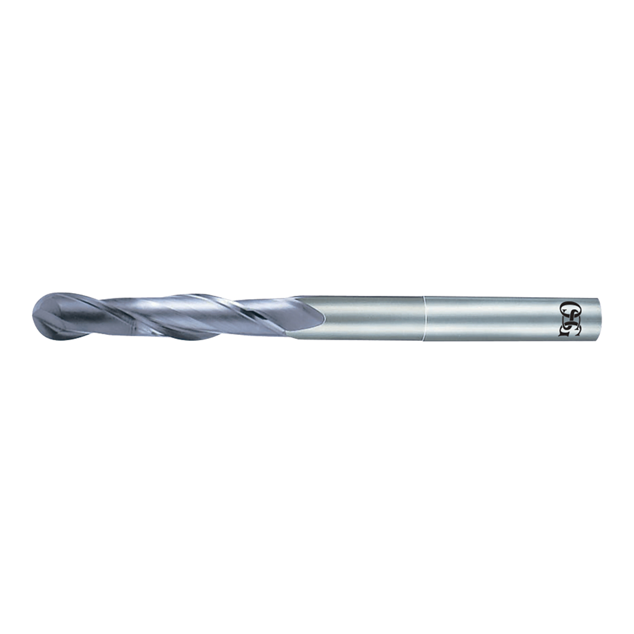 OSG 71101016 | EXOCARB 10.00mm Diameter x 1.00mm Shank x 25.00mm LOC x 63.00mm OAL x 5.00mm Radius x 30 Degree Helix Angle 2 Flute DIAMOND Coated Carbide 7110 Ball End Mill