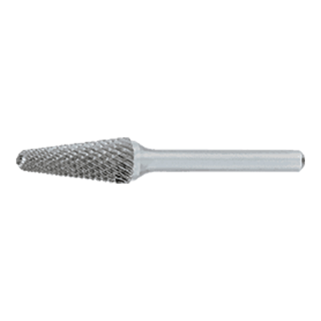 OSG 807-5000-60 | 12.70mm Diameter x 6.00mm Shank x 28.00mm LOC x 76.00mm OAL x 14 Degree Included Angle Bright Coated Carbide 807 Nosed Cone Burr