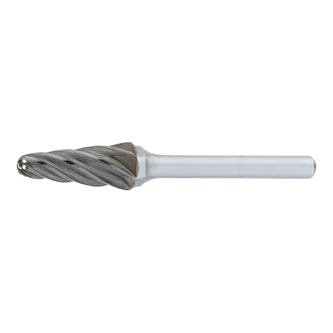 OSG 887-6250-60 | 16.00mm Diameter x 6.00mm Shank x 30.00mm LOC x 77.00mm OAL x 14 Degree Included Angle Bright Coated Carbide 887 Nosed Cone Burr