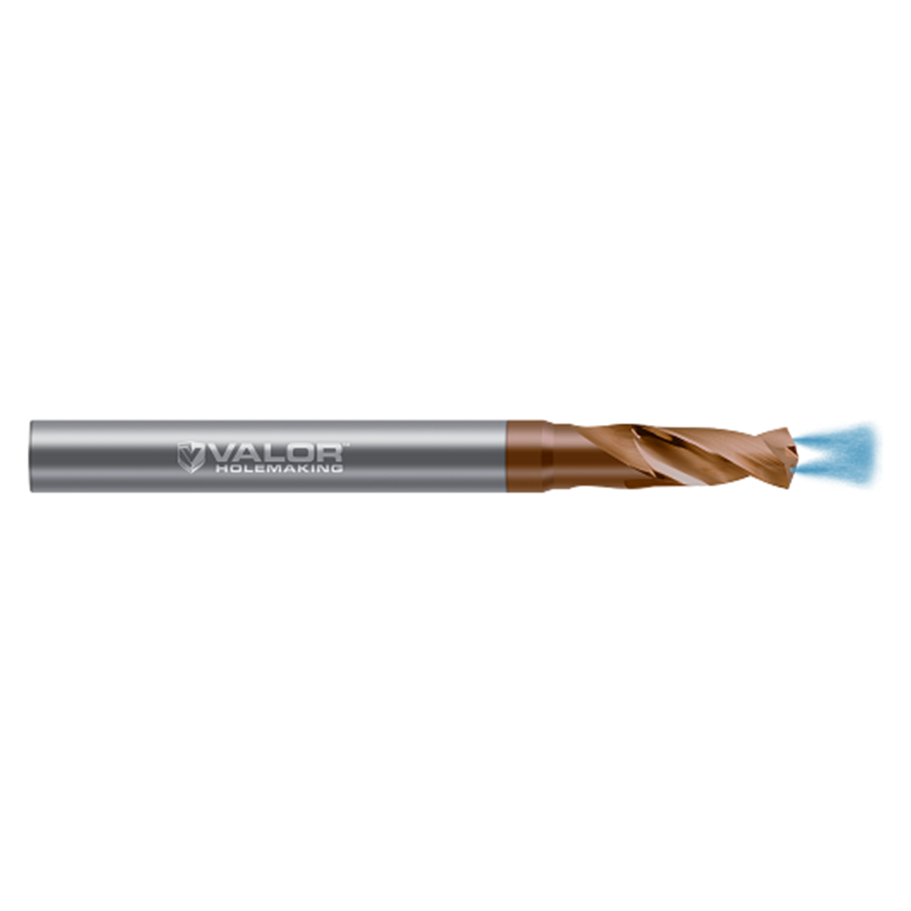 Valor V659893-X | 0.496" Diameter x 14.00mm Shank x 1.488" Drill Length x 140 Degree Point Angle 2 Flute Val-Max X Coated High Performance Coolant Drill