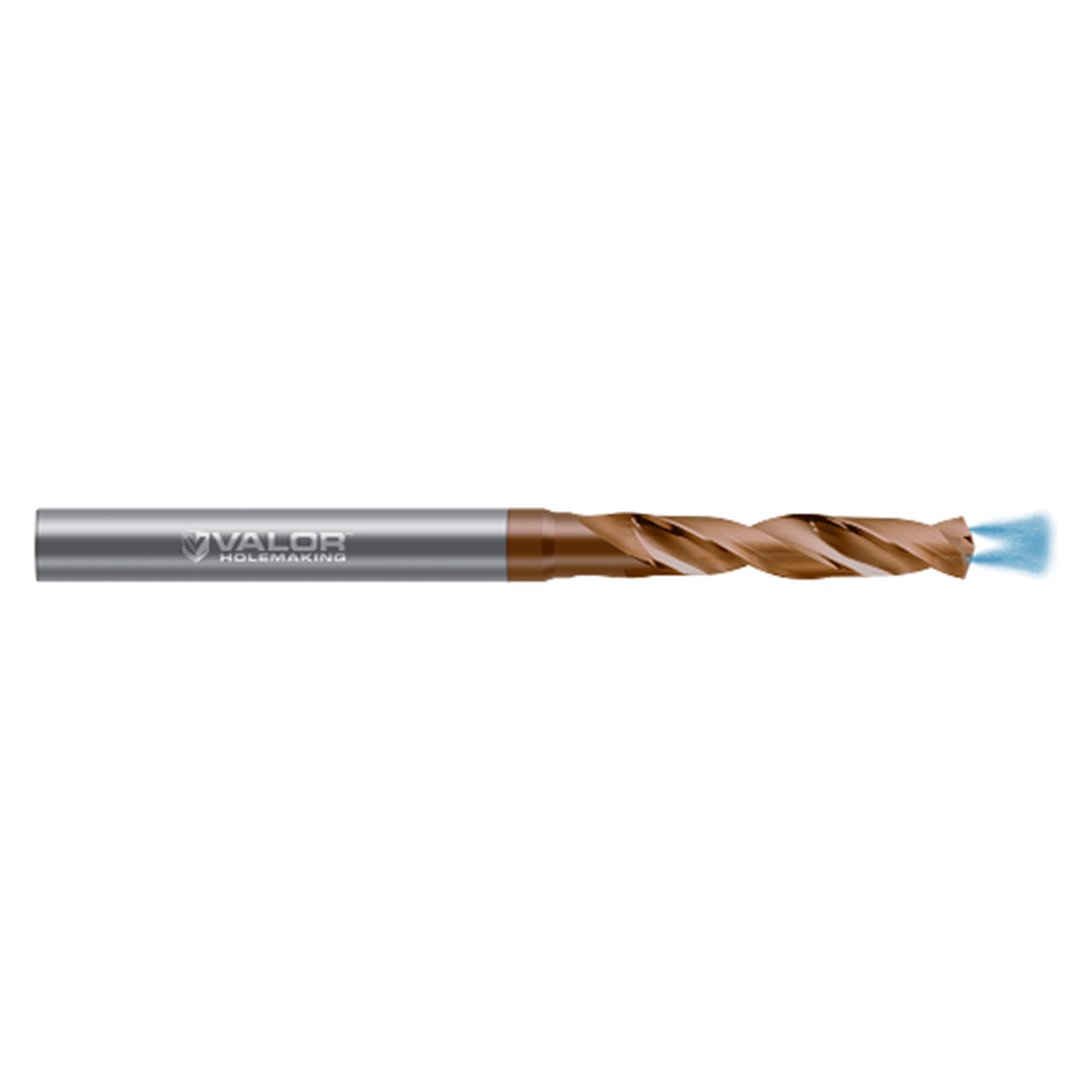 Valor V660535-X | 0.488" Diameter x 14.00mm Shank x 2.440" Drill Length x 140 Degree Point Angle 2 Flute Val-Max X Coated High Performance Coolant Drill