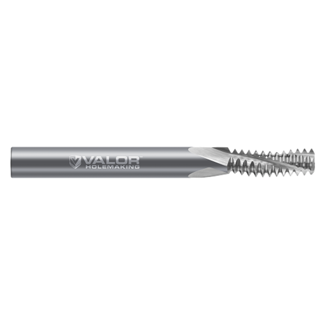 Valor V483840 | M2.5-0.45mm Size x 1/8" Shank x 0.142" LOC x 2" OAL x 60 Degree Included Angle Uncoated Multi-Form Thread Milling Cutter