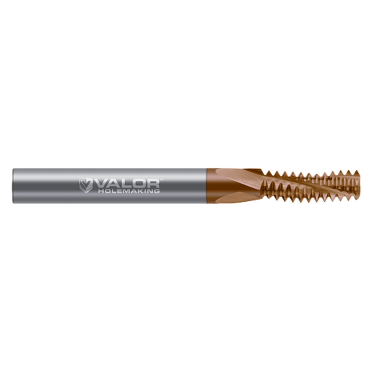 Valor V801444-X | M2-0.40mm Size x 1/8" Shank x 0.126" LOC x 2" OAL x 60 Degree Included Angle 3 Flute Val-Max X Coated Multi-Form Thread Milling Cutter