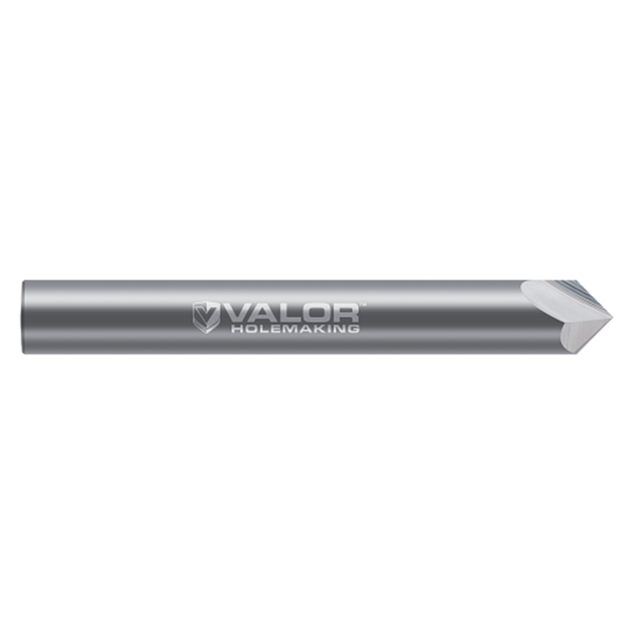 Valor V782609 | 1/4" Shank x 0.010" Tip x 0.125" LOC x 2-1/2" OAL x 90 Degree Included Angle 2 Flute Uncoated Pointed Chamfer Cutter