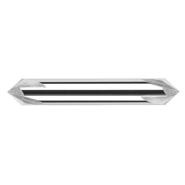 Harvey Tool 693245 | 0.375" Shank x 0.183" LOC x 2.500" OAL x 45 Degree Angle Per Side 4 Flute UN Coated Carbide Double-Ended Pointed Chamfer Cutter