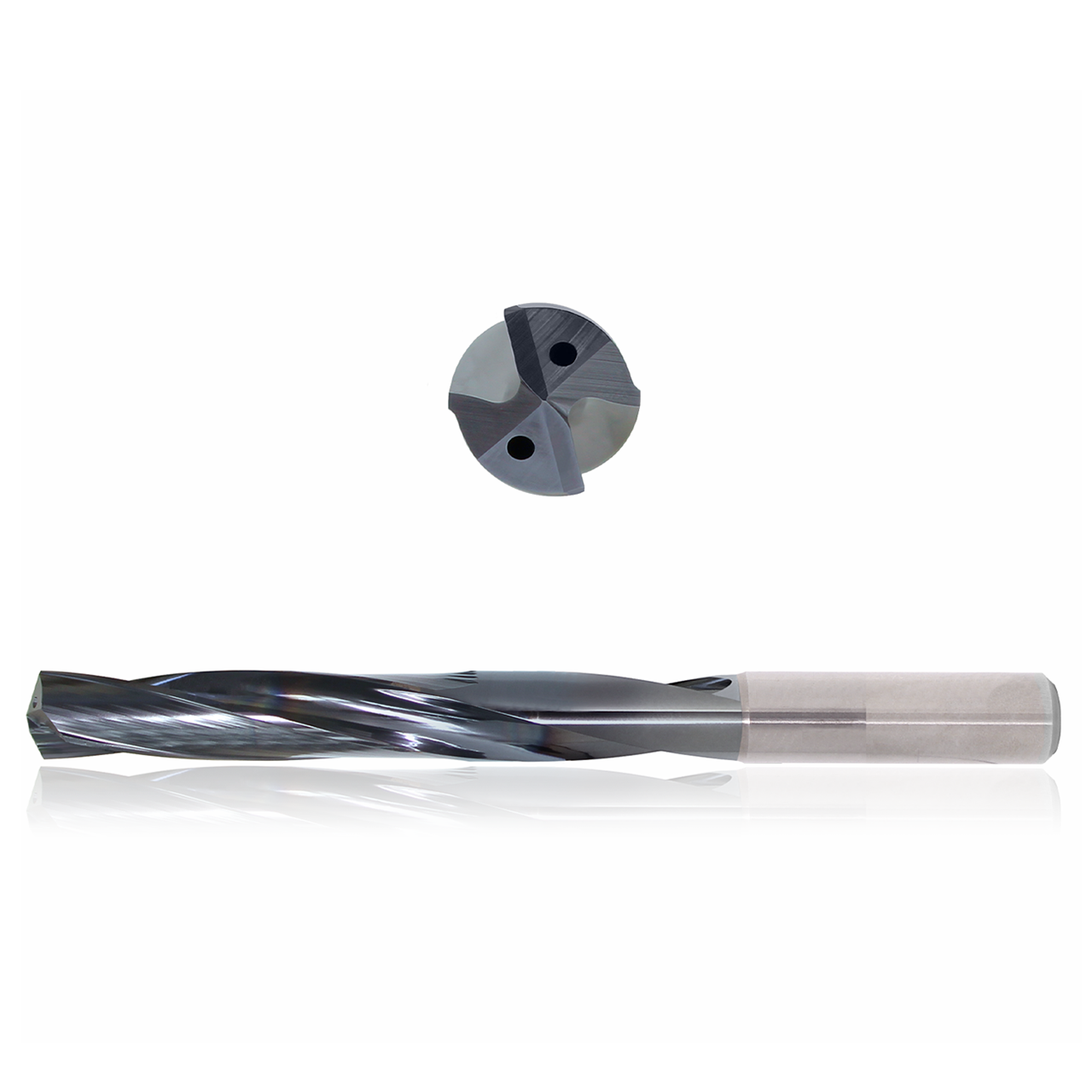 Precision Cutting Tools 9553524 | 6.70mm Size x 0.26mm Diameter x 8.00mm Shank x 76.00mm Flute Length x 114.00mm OAL x 135 Degree Point Angle 2 Flute Sistral Coated Carbide Coolant Fed Drill