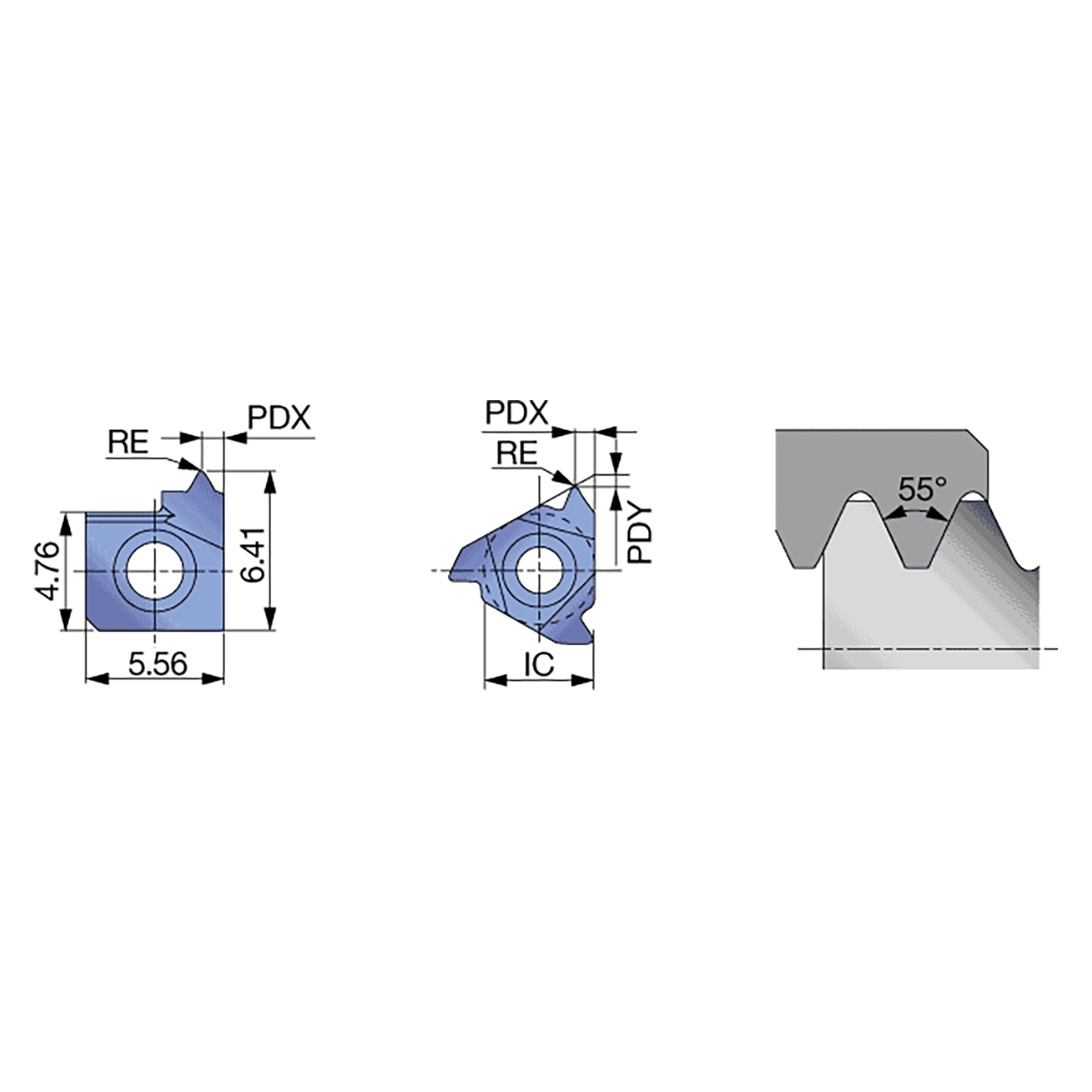 Tungaloy 6911969 | 6IR19W AH8015 1.34mm Pitch x 0.18mm Radius x 19 TPI AlTiN Coated Carbide Laydown Threading Insert