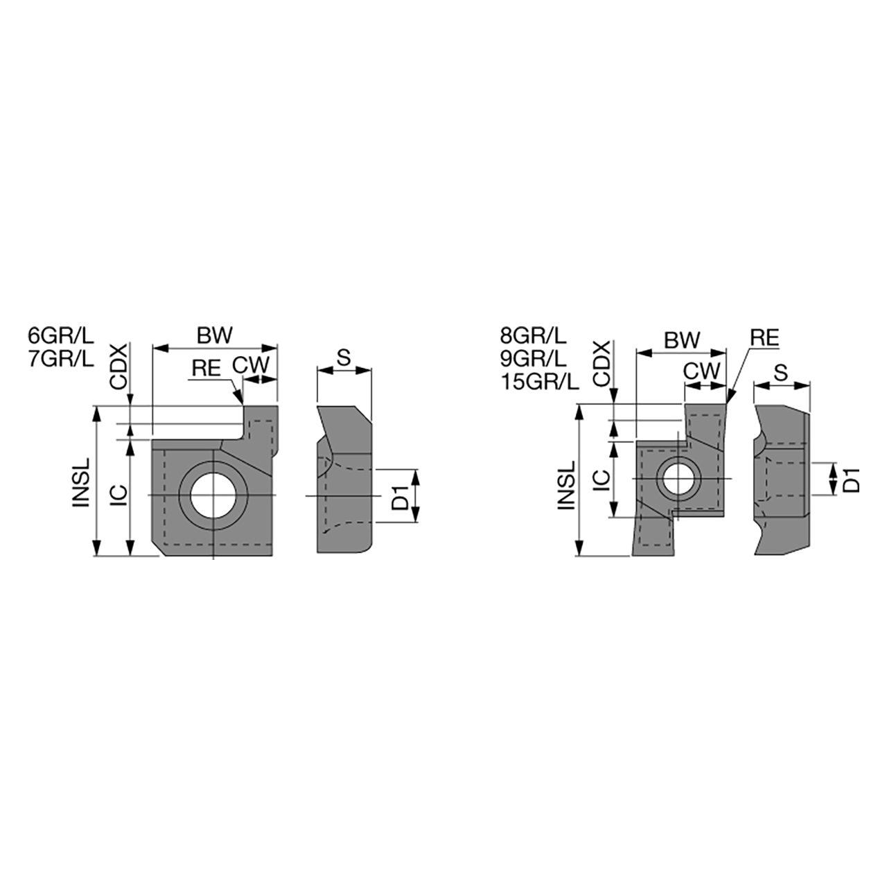 Tungaloy 6705484 | 9GL300 NS9530 0.118" Width x 0.510" Length x 0.008" Radius Uncoated Carbide Parting Off Indexable Insert