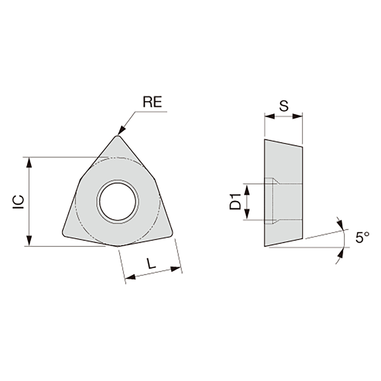 Tungaloy 6967629 | WBGT520.5 FL-W08 SH7025 0.156" Circle Diameter x 0.063" Thickness x 0.134" Edge Length x 0.008" Radius x 5 Degree Clearance Angle TiAlN+TiCN Coated Carbide Turning Insert