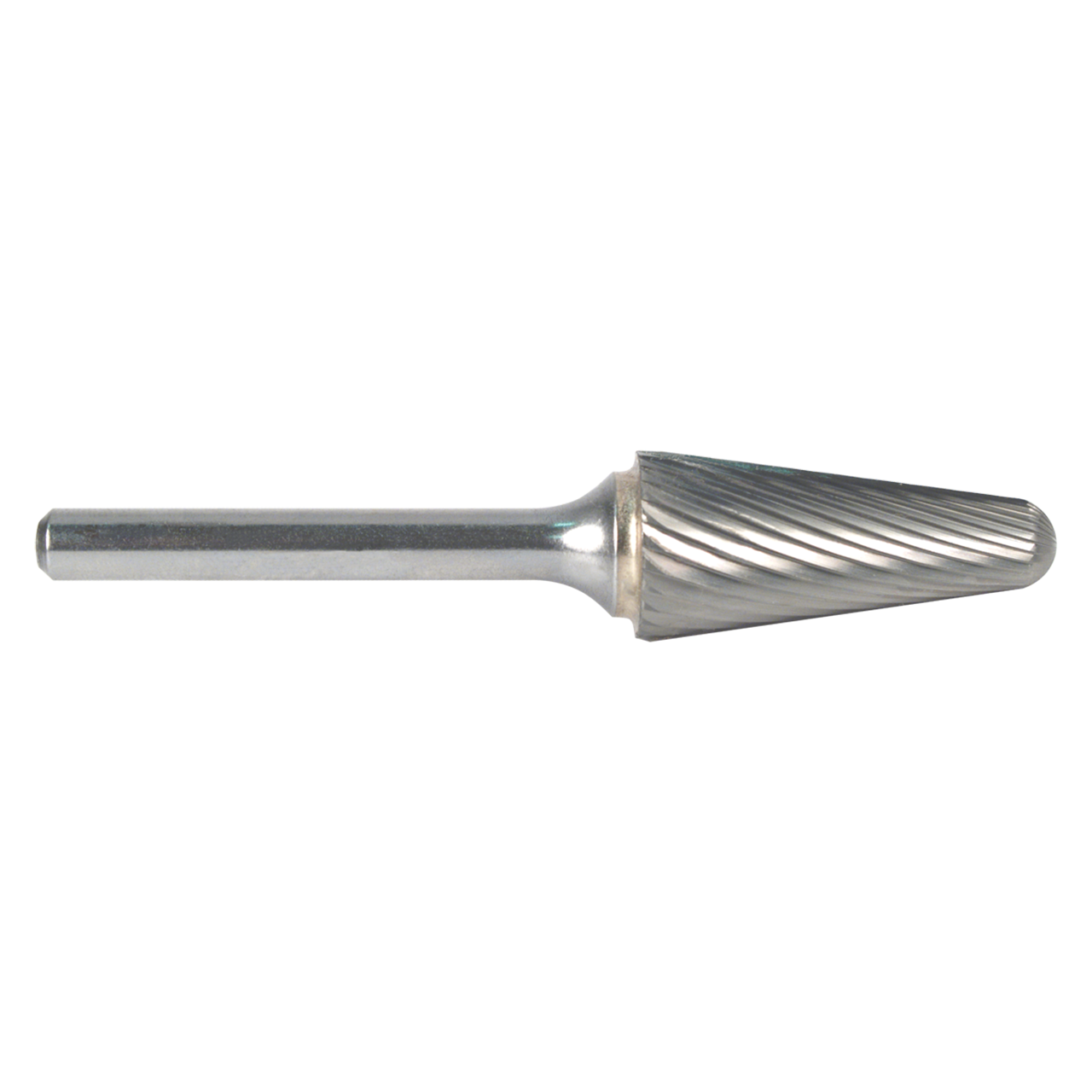M.A. Ford 48625020M | 16.00mm Diameter x 6.00mm Shank x 33.00mm LOC x 80.00mm OAL x 0.187" Radius x 14 Degree Included Angle 26 Flute Uncoated Carbide 48SL Conical Radius End Burr