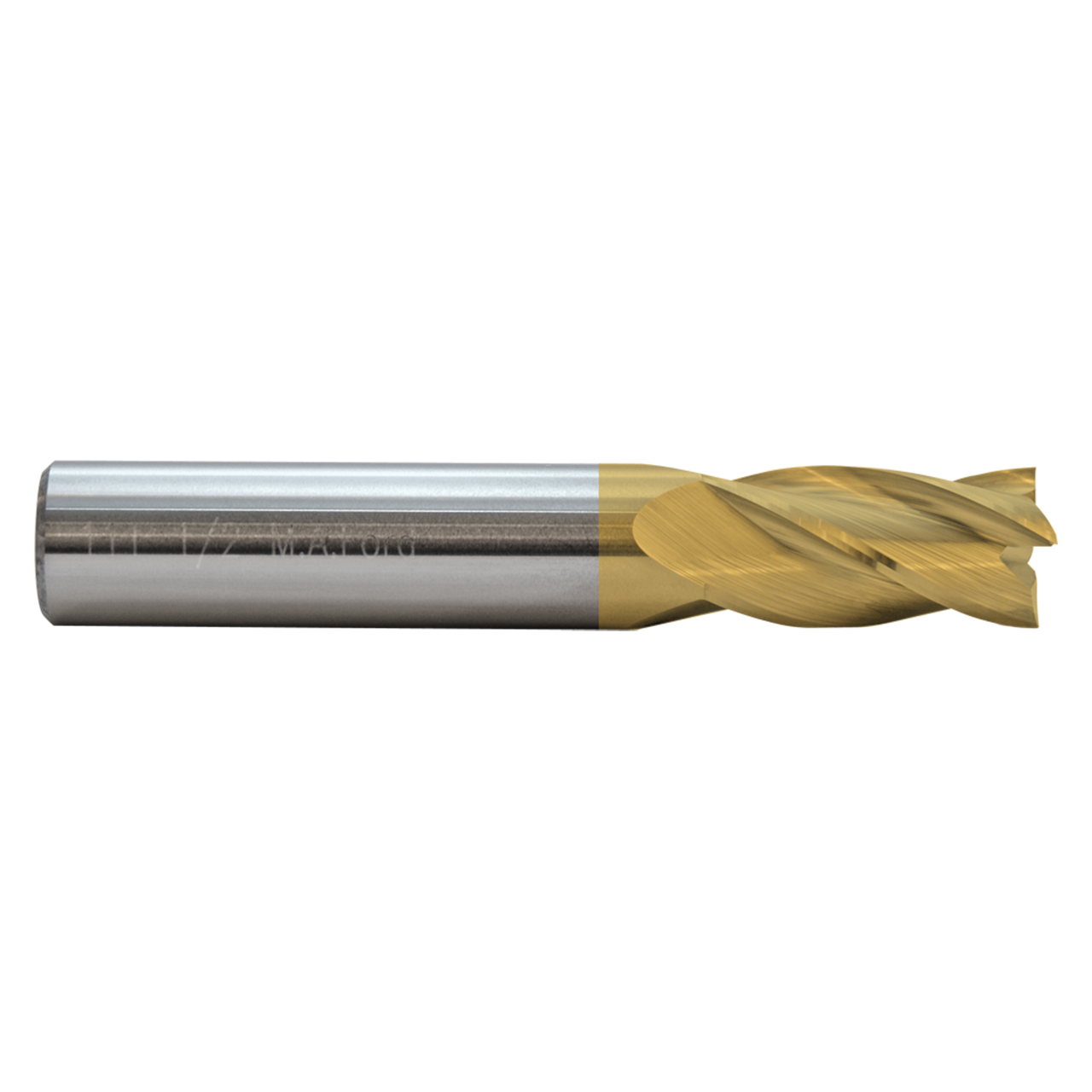 M A Ford 11110000T | 1.000" Diameter x 1.000" Shank x 1-1/2" LOC x 4.000" OAL x 30 Degree Helix Angle 4 Flute TiN Coated Carbide Square End Mill