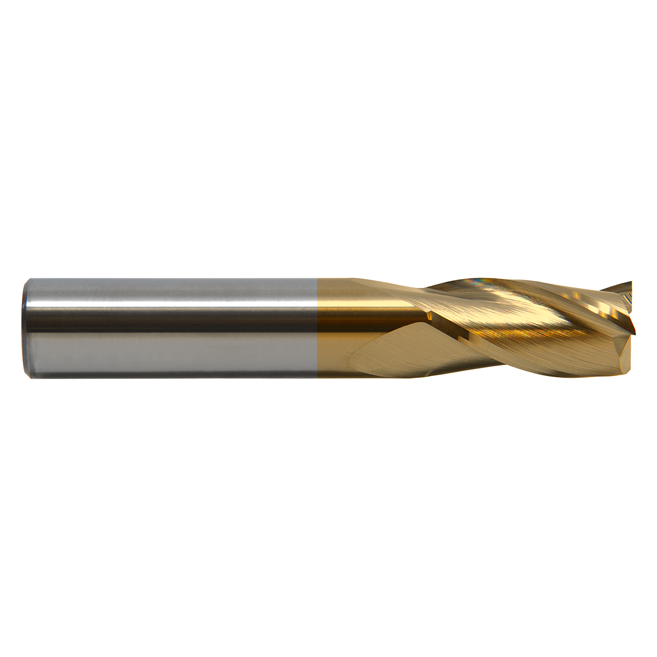 M A Ford 11643750T | 7/16" Diameter x 7/16" Shank x 1.000" LOC x 2.750" OAL x 30 Degree Helix Angle 3 Flute TiN Coated Carbide Square End Mill