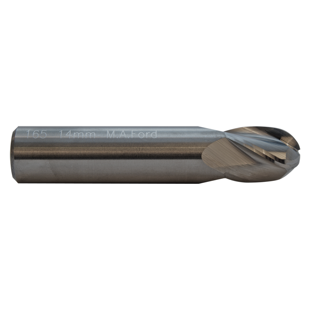 M A Ford 16537500 | 3/8" Diameter x 3/8" Shank x 5/8" LOC x 2.000" OAL x 30 Degree Helix Angle 4 Flute Uncoated Carbide Ball Nose End Mill